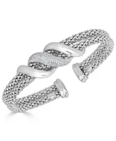 Diamond Swirl Double Row Cuff Bracelet (3/8 ct. t.w.) in Sterling Silver