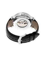 Heritor Automatic Aries Silver Leather Watches 43mm