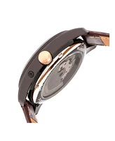 Heritor Automatic Sebastian Black & Brown Leather Watches 40mm