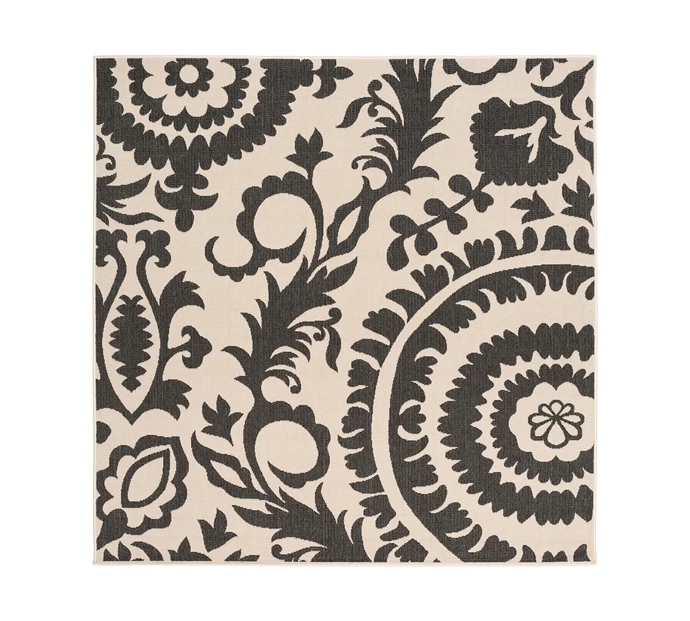 Livabliss Alfresco Alf-9612 Black 7'3" Square Area Rug, Indoor/Outdoor