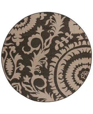 Closeout! Livabliss Alfresco Alf-9615 Black 5'3" Round Area Rug, Indoor/Outdoor