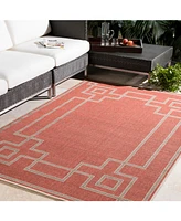 Livabliss Alfresco Alf-9631 Rust 7'3" Round Area Rug, Indoor/Outdoor