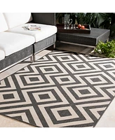 Livabliss Alfresco Alf-9639 Black 2'3" x 11'9" Runner Area Rug, Indoor/Outdoor