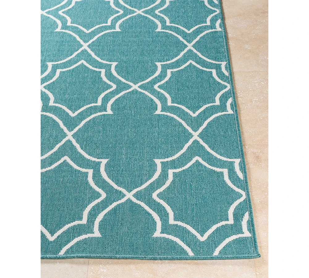 Livabliss Alfresco Alf-9653 Teal 5'3" x 7'6" Area Rug, Indoor/Outdoor