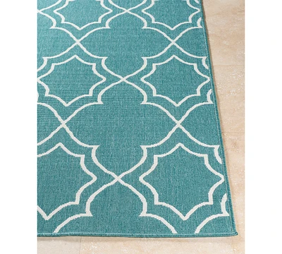 Livabliss Alfresco Alf-9653 Teal 5'3" x 7'6" Area Rug, Indoor/Outdoor