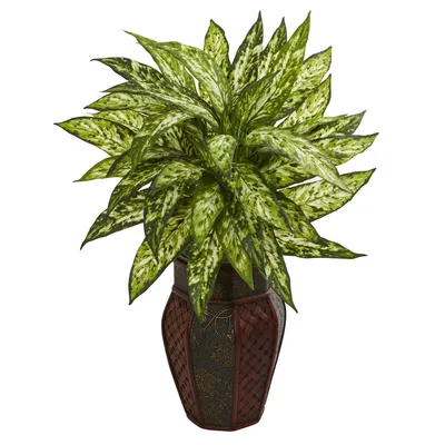 Nearly Natural Aglaonema Artificial Plant in Decorative Planter