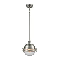 Riley 1 Light Pendant in Satin Nickel with Clear Glass