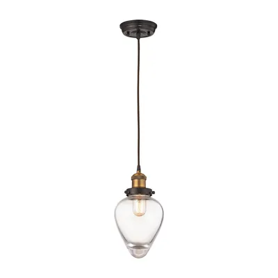 Bartram 1 Light Pendant in Oil Rubbed Bronze and Antique Brass