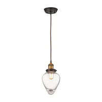 Bartram 1 Light Pendant in Oil Rubbed Bronze and Antique Brass