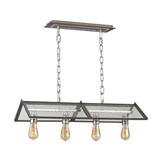 Ridgeview 4 Light Chandelier in Weathered Zinc with Polished Nickel Accents