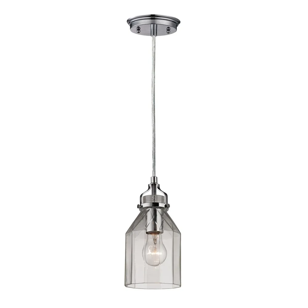 Danica 1 Light Pendant in Polished Chrome and Clear Glass