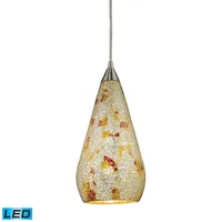 1 Light Pendant in Satin Nickel with Silver Multicolored Crackle - Led Offering Up To 800 Lumens (60 Watt Equivalent)