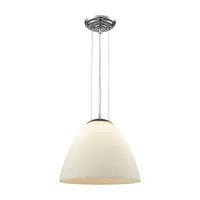 Merida 1 Light Pendant in Polished Chrome with White Linen Glass