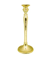 Classic Touch 12.25" Hammered Gold Candlestick
