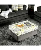 Kaya Wood-Constructed Floral Ottoman