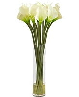 Nearly Natural 28" Calla Lilly Artificial Arrangement in Glass Cylinder Vase