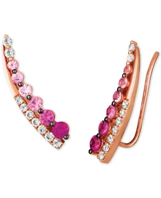 Le Vian Strawberry Layer Cake Multi-Gemstone Ear Climbers in 14k Rose Gold