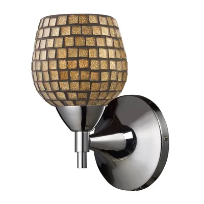 Celina 1-Light Sconce in Polished Chrome and Gold Glass