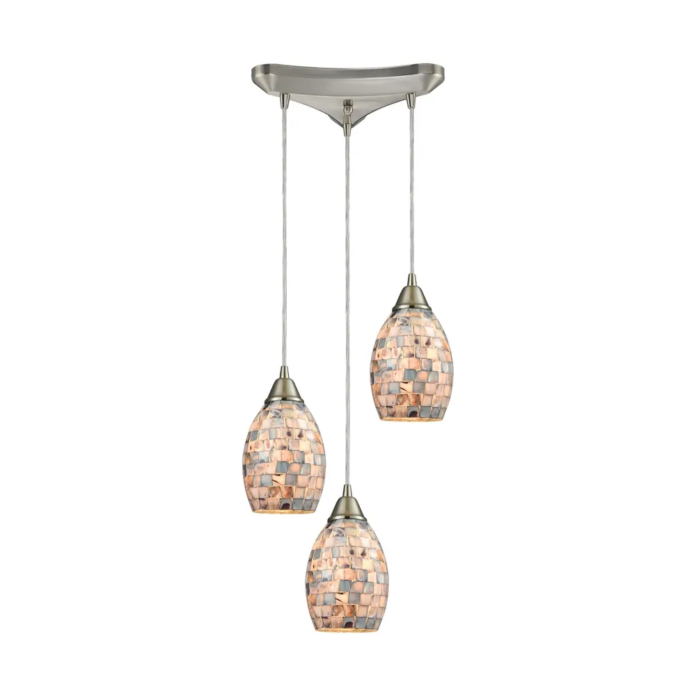 Capri Light Pendant in Satin Nickel and Gray Capiz Shell