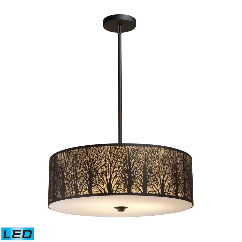 Woodland Sunrise 5-Light Pendant in Aged Bronze - Led, 800 Lumens (4000 Lumens Total) with Full Scale Dimming Range