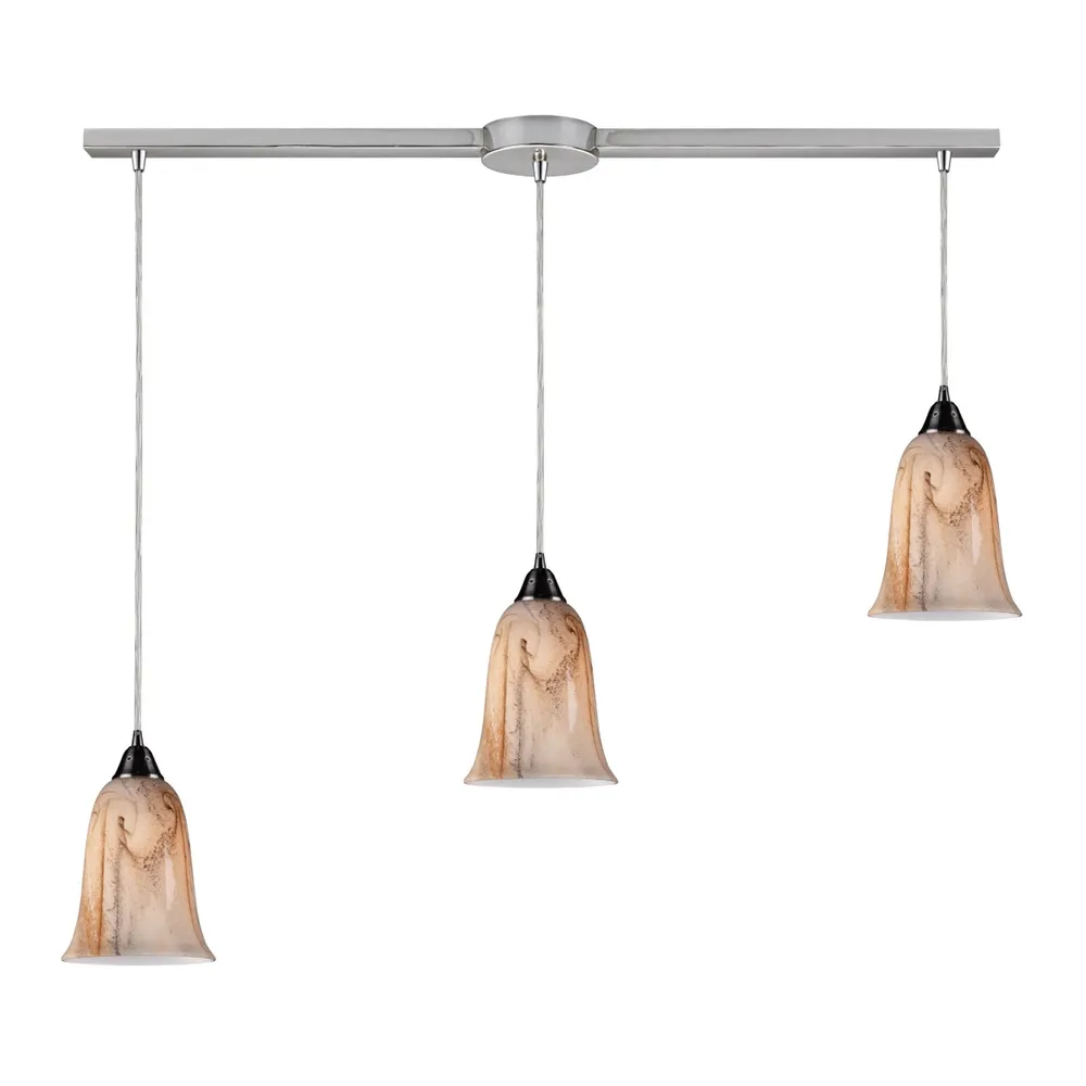 Granite 3-Light linear Pendant in Satin Nickel