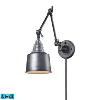 Insulator Glass 1 Light Swingarm Sconce in Weathered Zinc - Led Offering Up To 800 Lumens (60 Watt Equivalent)