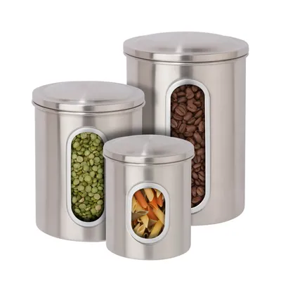 Honey Can Do 3-Pc. White Food Storage Canisters
