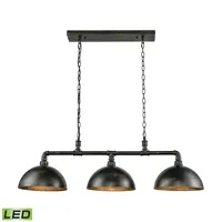 Mulvaney 3 Light Billiard Light in Black/Brushed Gold Accents