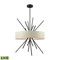 Xenia 5 Light Chandelier in Oil Rubbed Bronze with Beige Fabric Shade