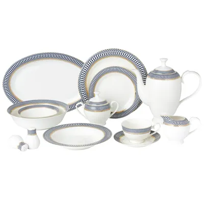 Lorren Home Trends Sapphire 57-pc Dinnerware Set, Service for 8