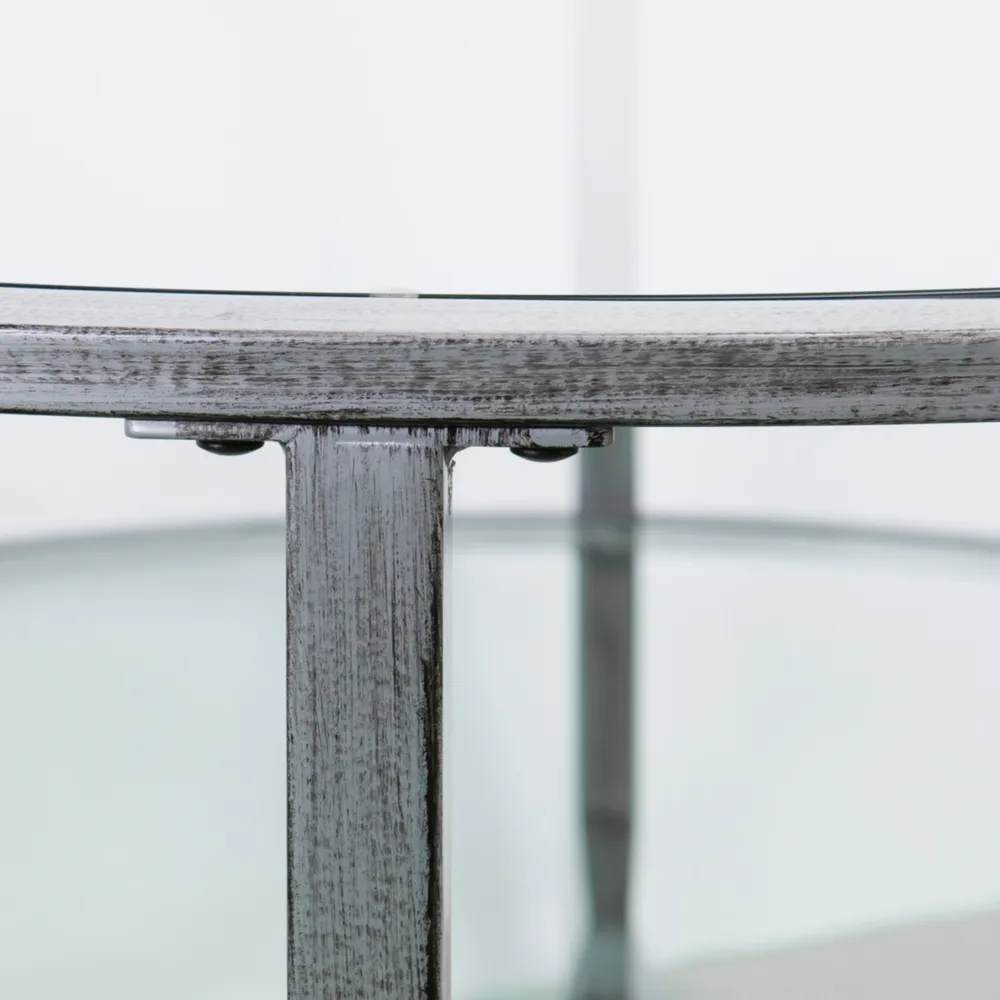 Brookford Metal and Glass Round Cocktail Table