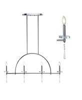 Jonathan Y Doris 4-Light Linear Metal, Crystal Led Pendant