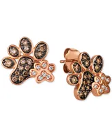 Le Vian Nude & Chocolate Diamond Paw Prints Stud Earrings (3/8 ct. t.w.) in 14k Rose Gold