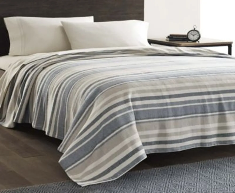 Eddie Bauer Herringbone Stripe Blue Blanket