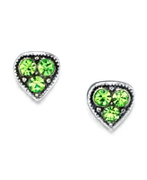 2028 Silver Tone Crystal Heart Stud Earrings