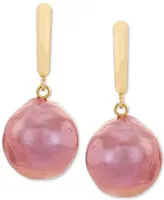 Cultured Pink Ming Pearl (11-14mm) Drop Earrings in 14k Gold