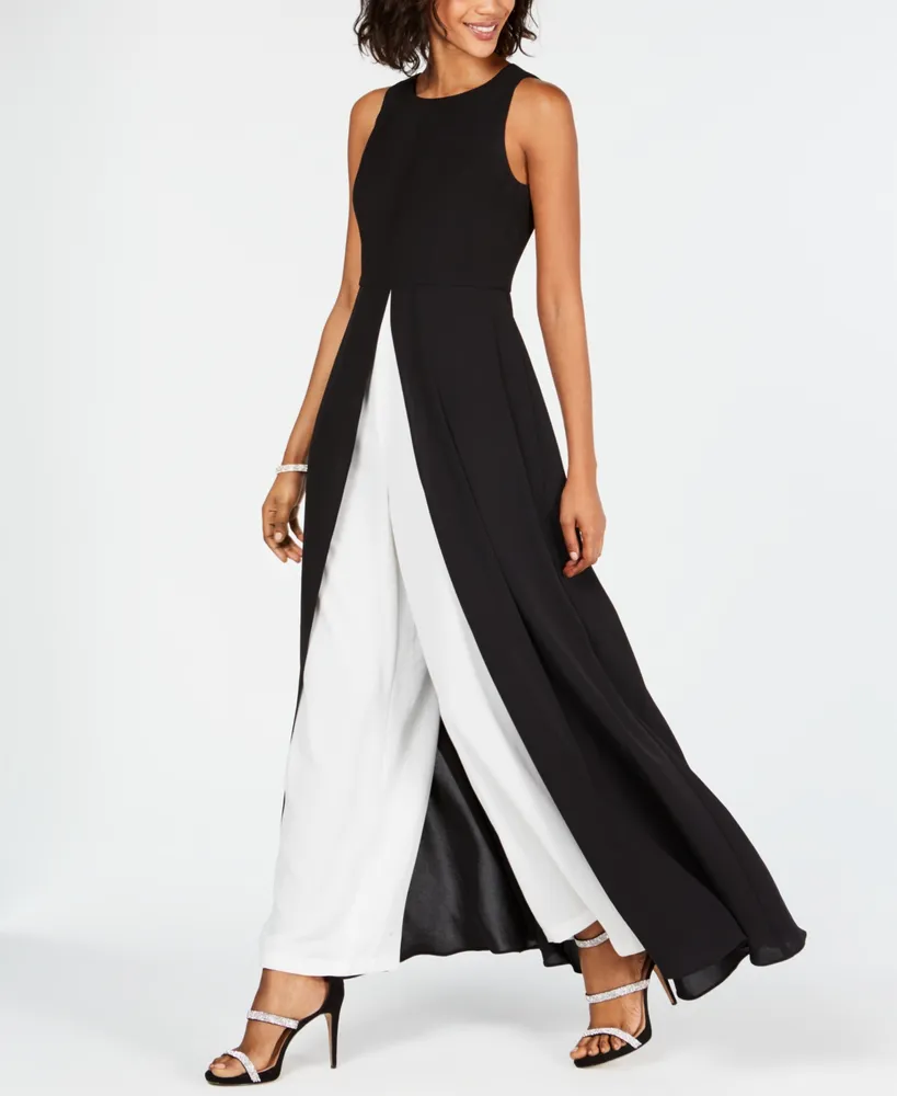 Adrianna Papell Colorblocked Overlay Jumpsuit