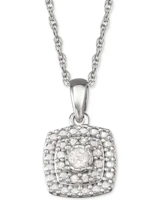Diamond Halo 18" Pendant Necklace (1/10 ct. t.w.) in Sterling Silver