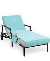 Linum Home Personalized Standard Size 100% Turkish Cotton Chaise Lounge Cover with Side Pockets