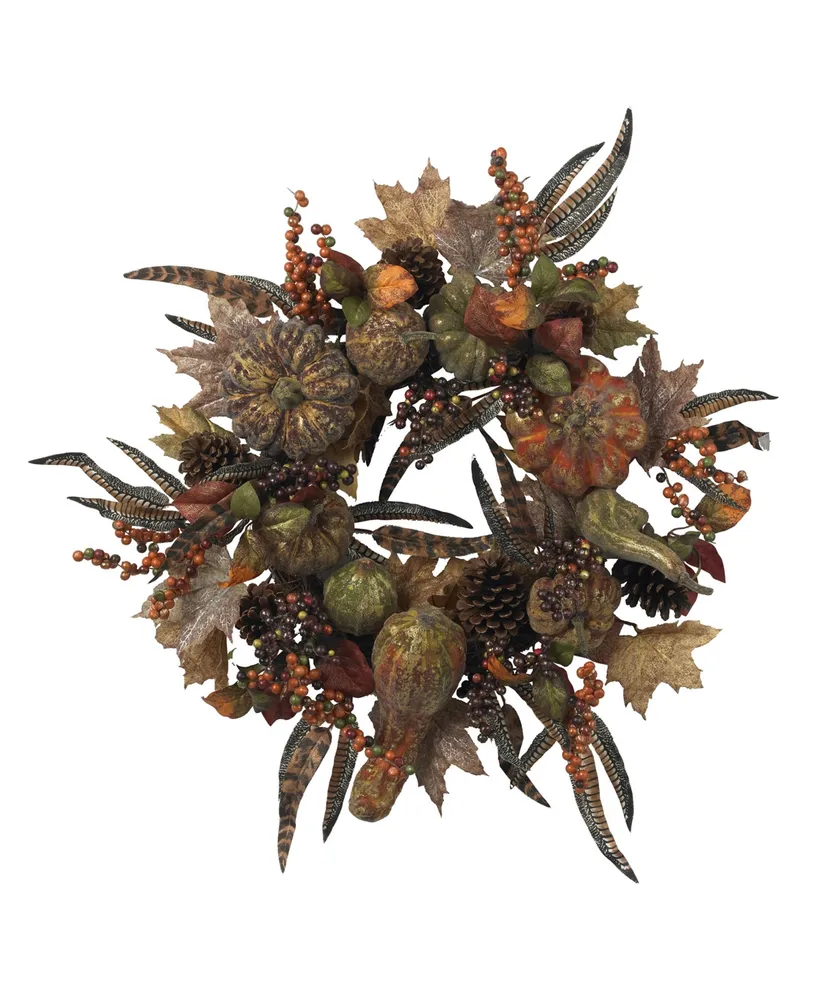 Nearly Natural 28" Autumn Pumpkin Wreath