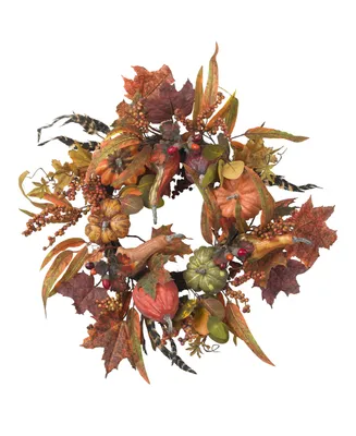 Nearly Natural 24" Pumpkin and Berry Wreath