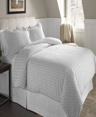 Pointehaven Fair Isle Superior Weight Cotton Flannel Duvet Cover Set, King/California King
