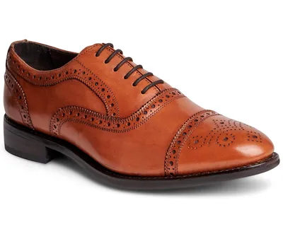 Anthony Veer Men's Ford Quarter Brogue Oxford Rubber Sole Lace-Up Dress Shoe