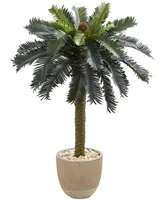 Nearly Natural 3.5' Sago Palm Artificial Tree in Sandstone-Finish Planter