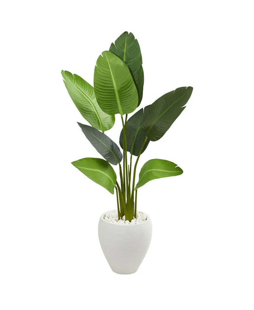 5' Black Bamboo Artificial Tree in White Oval Planter-JCPenney, Color: Green