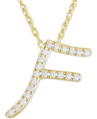 Diamond Initial Pendant Necklace (1/10 ct. t.w.) in 14k Gold Over Sterling Silver, 16" + 2" Extender