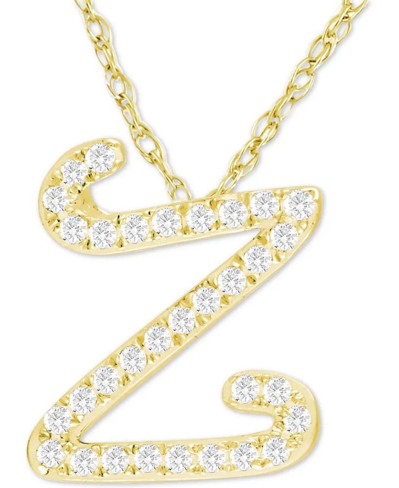 Diamond Initial Pendant Necklace (1/10 ct. t.w.) in 14k Gold Over Sterling Silver, 16" + 2" Extender