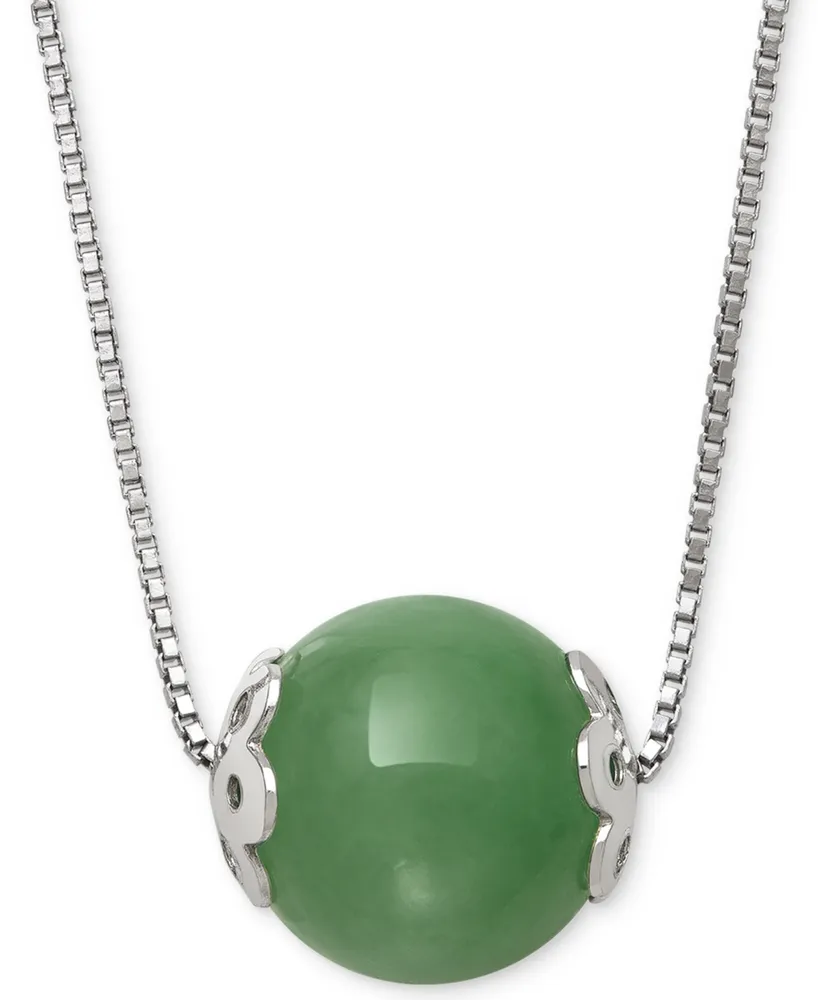 Dyed Jade (10mm) Bead 18" Pendant Necklace in Sterling Silver
