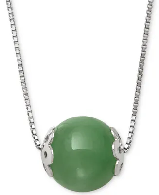Dyed Jade (10mm) Bead 18" Pendant Necklace in Sterling Silver
