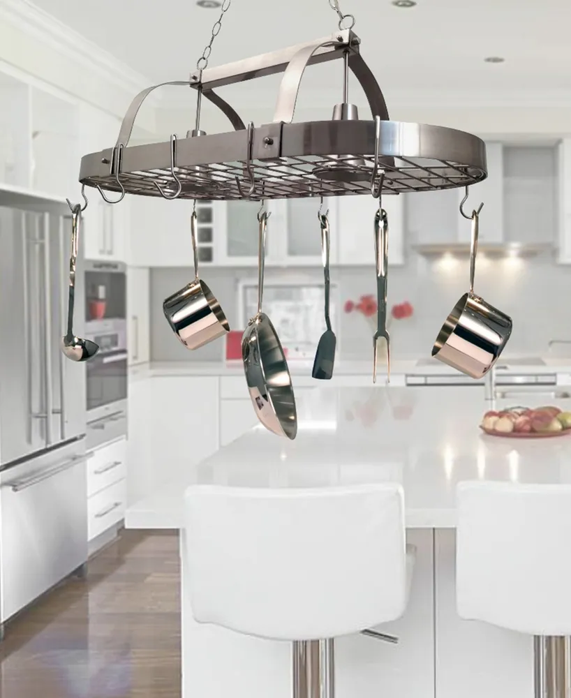 Elegant Designs 2 Light Kitchen Pot Rack with Downlights